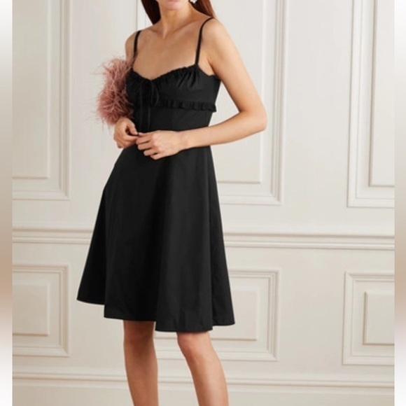 Brock Collection lace trimmed stretch cotton dress in black size 12 - Picture 4 of 11